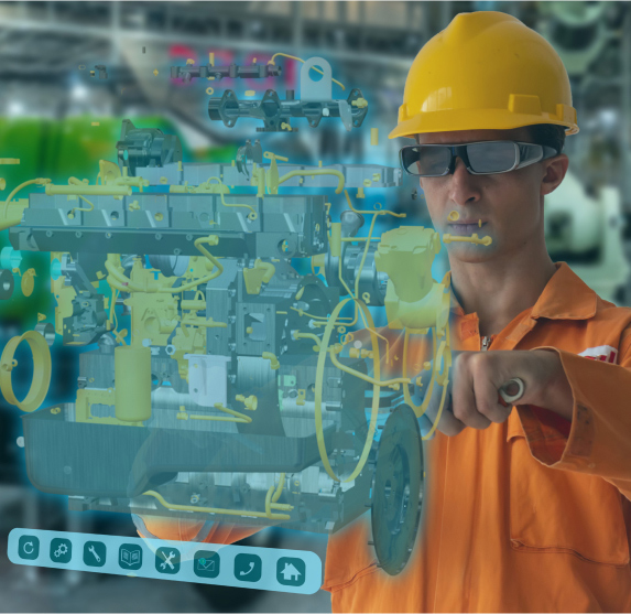 man working with a virtual demo