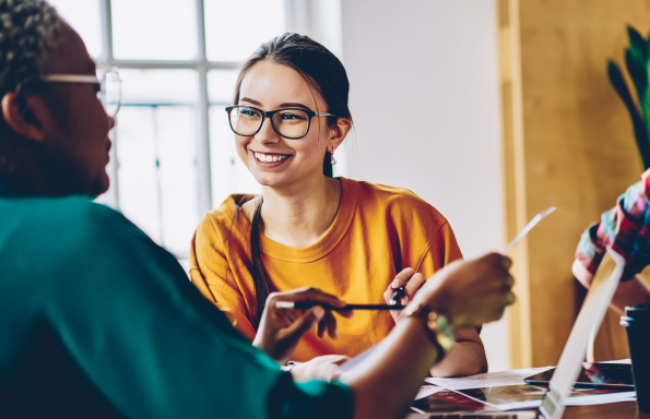 Team collaborating in planning stages of development