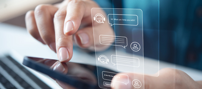 Person interacting with an AI agent on phone.