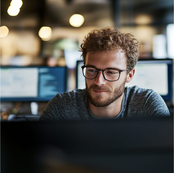Developer sitting at computer