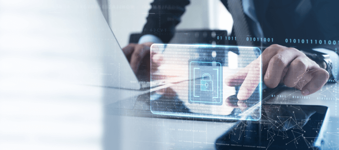 Secure blockchain network with padlock icon, representing blockchain development for private and public use.