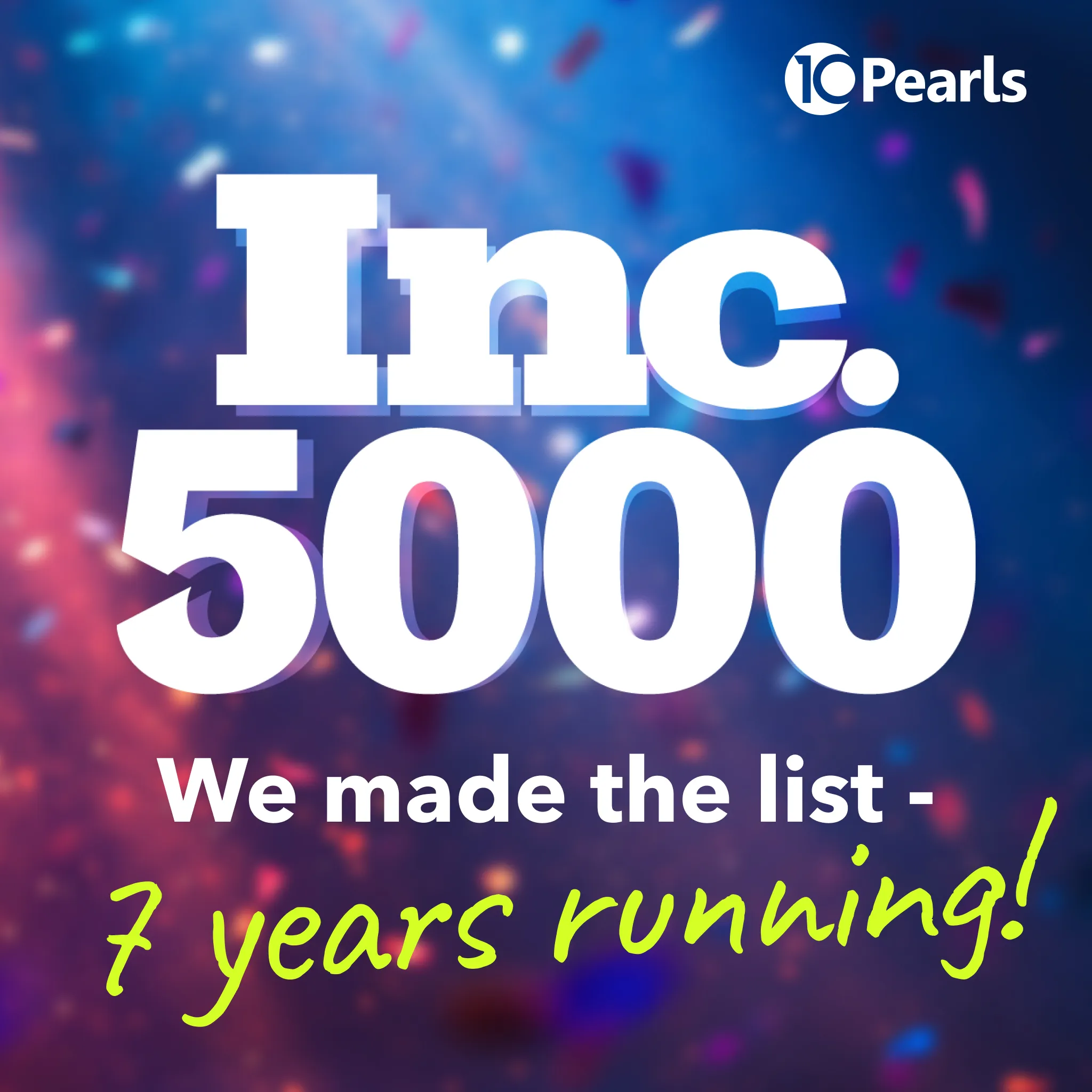10Pearls recogized by Inc 5000