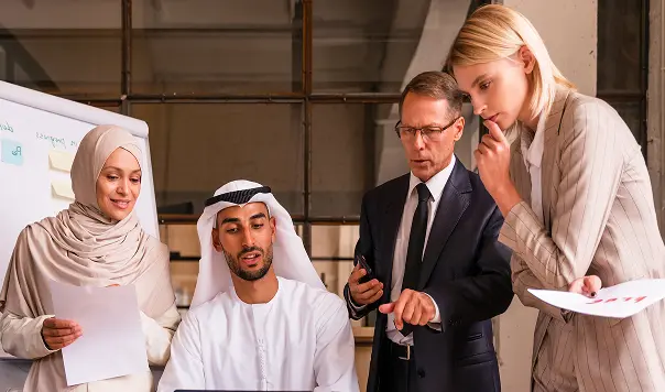 Group of business people brainstorming in Saudi Arabia